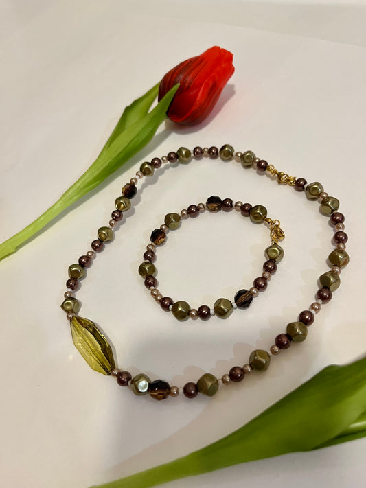 Earth Up-cycled Bead Necklace & Bracelet set