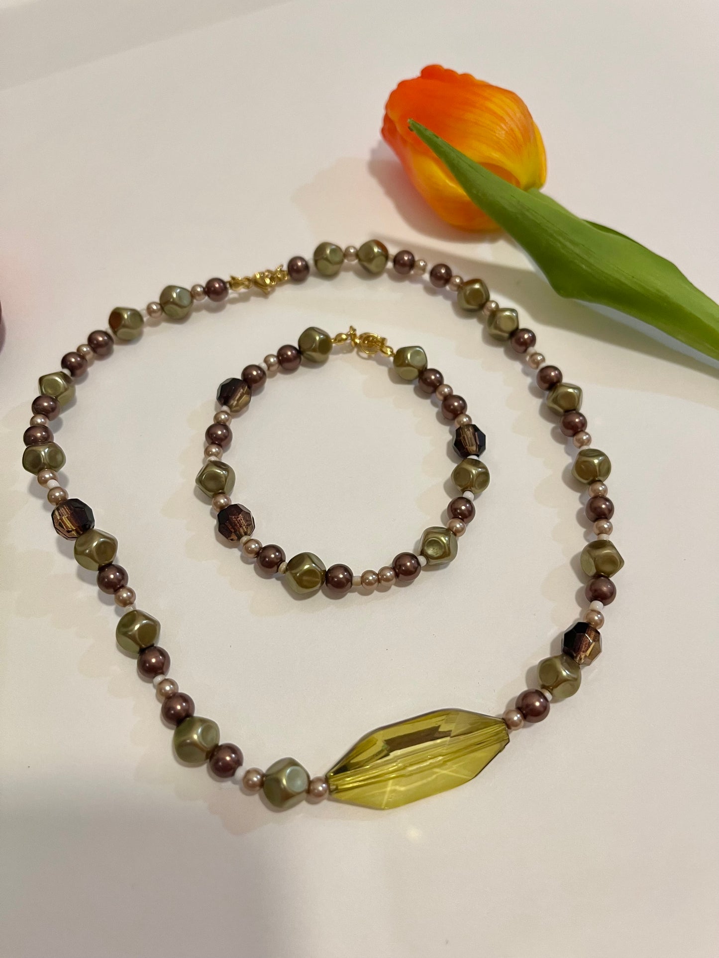 Earth Up-cycled Bead Necklace & Bracelet set