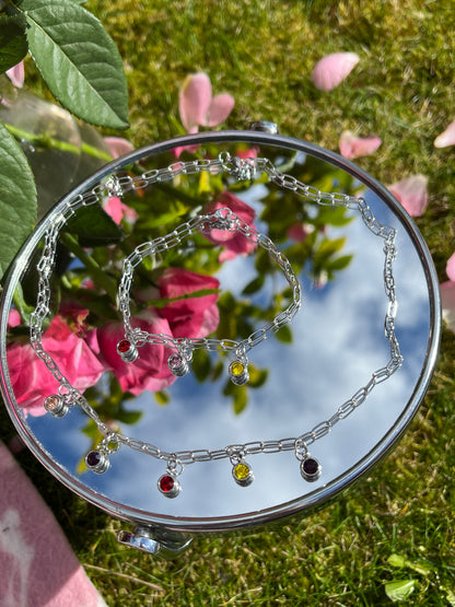 Ruby Necklace & Bracelet set (Silver)