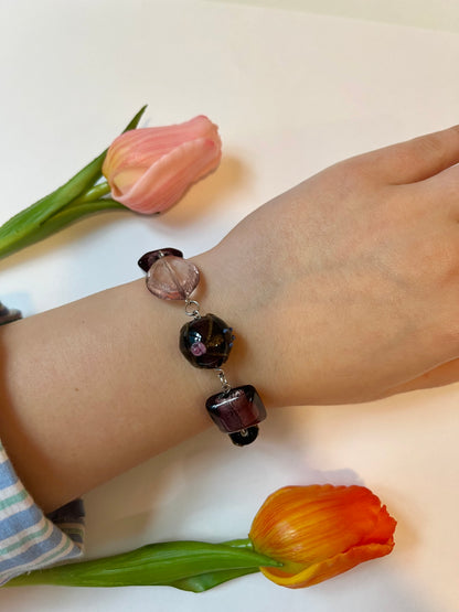 Purple Up-cycled Bead Bracelet