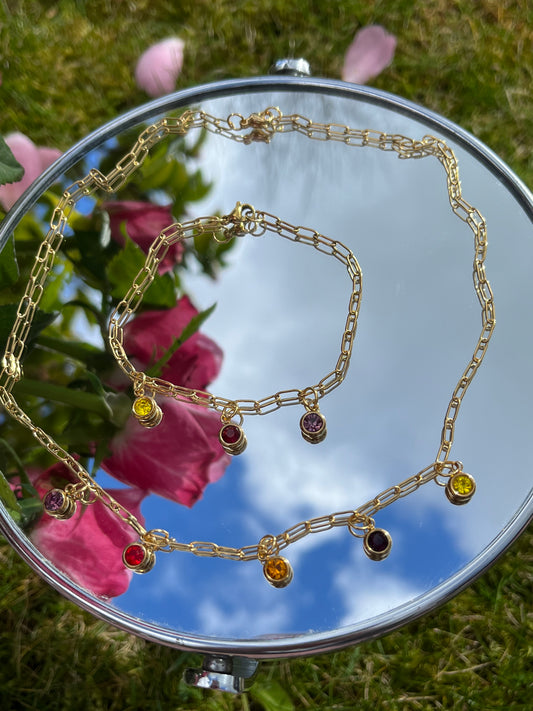 Ruby Necklace & Bracelet set (Gold)