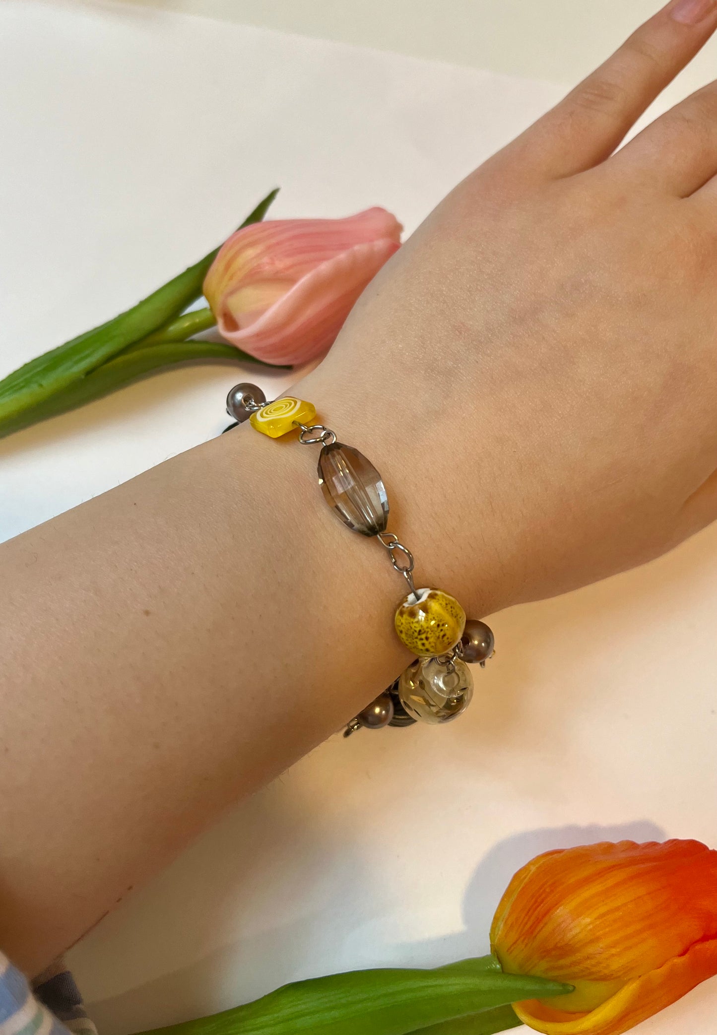 Yellow Up-cycled Bead Bracelet