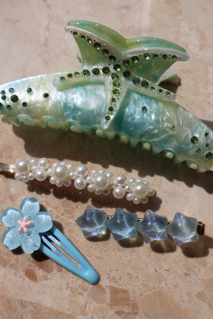 Aquamarine Clip Set