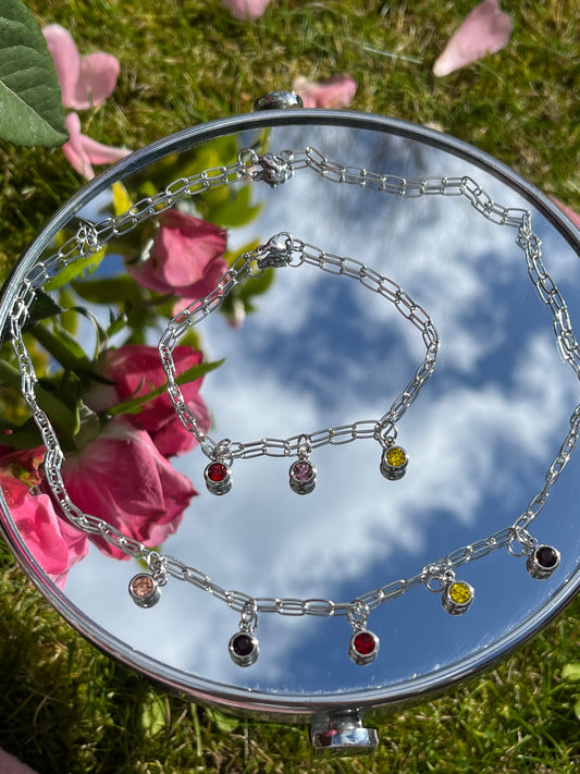 Ruby Necklace & Bracelet set (Silver)