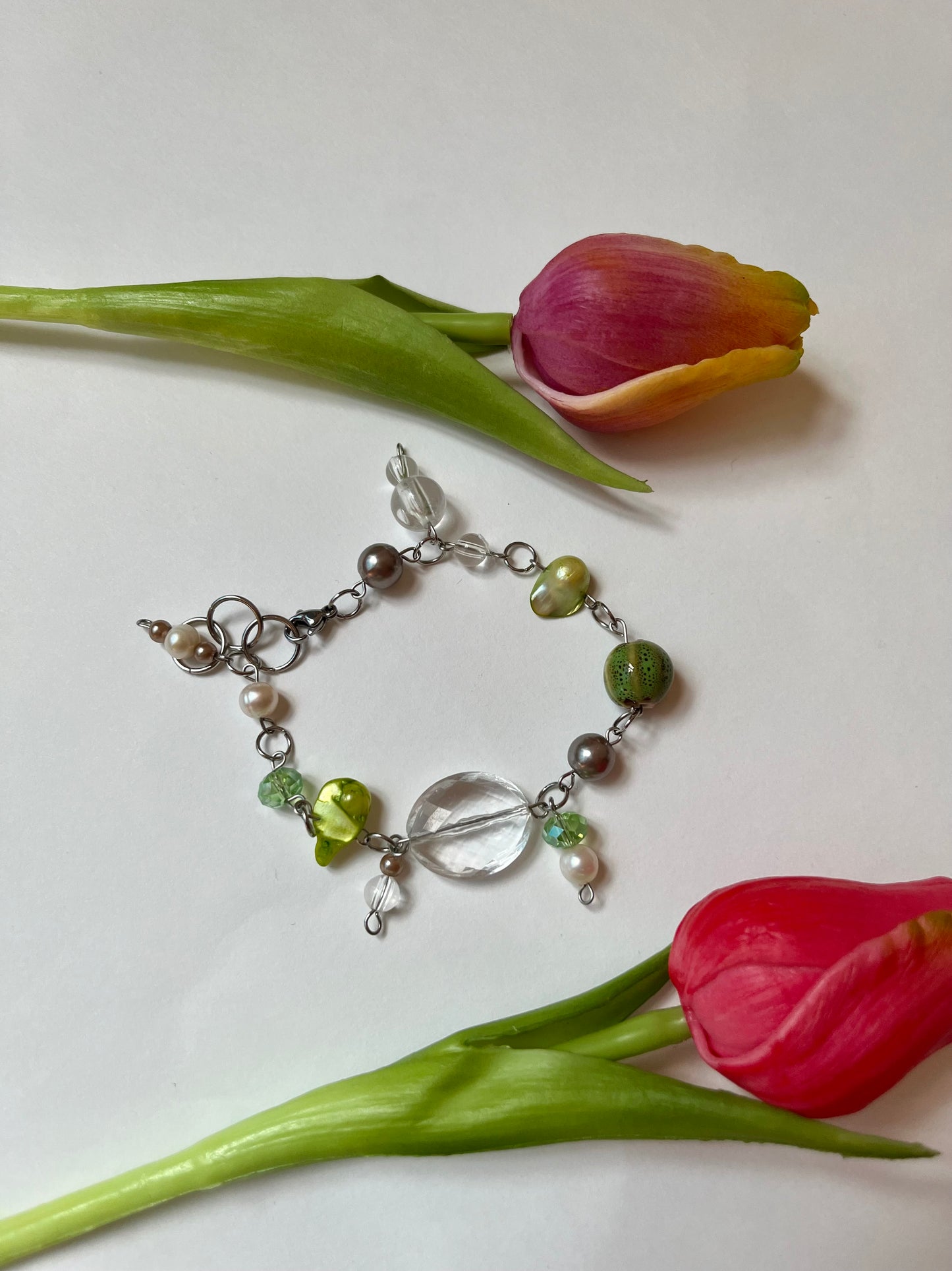 Green Up-cycled Bead Bracelet