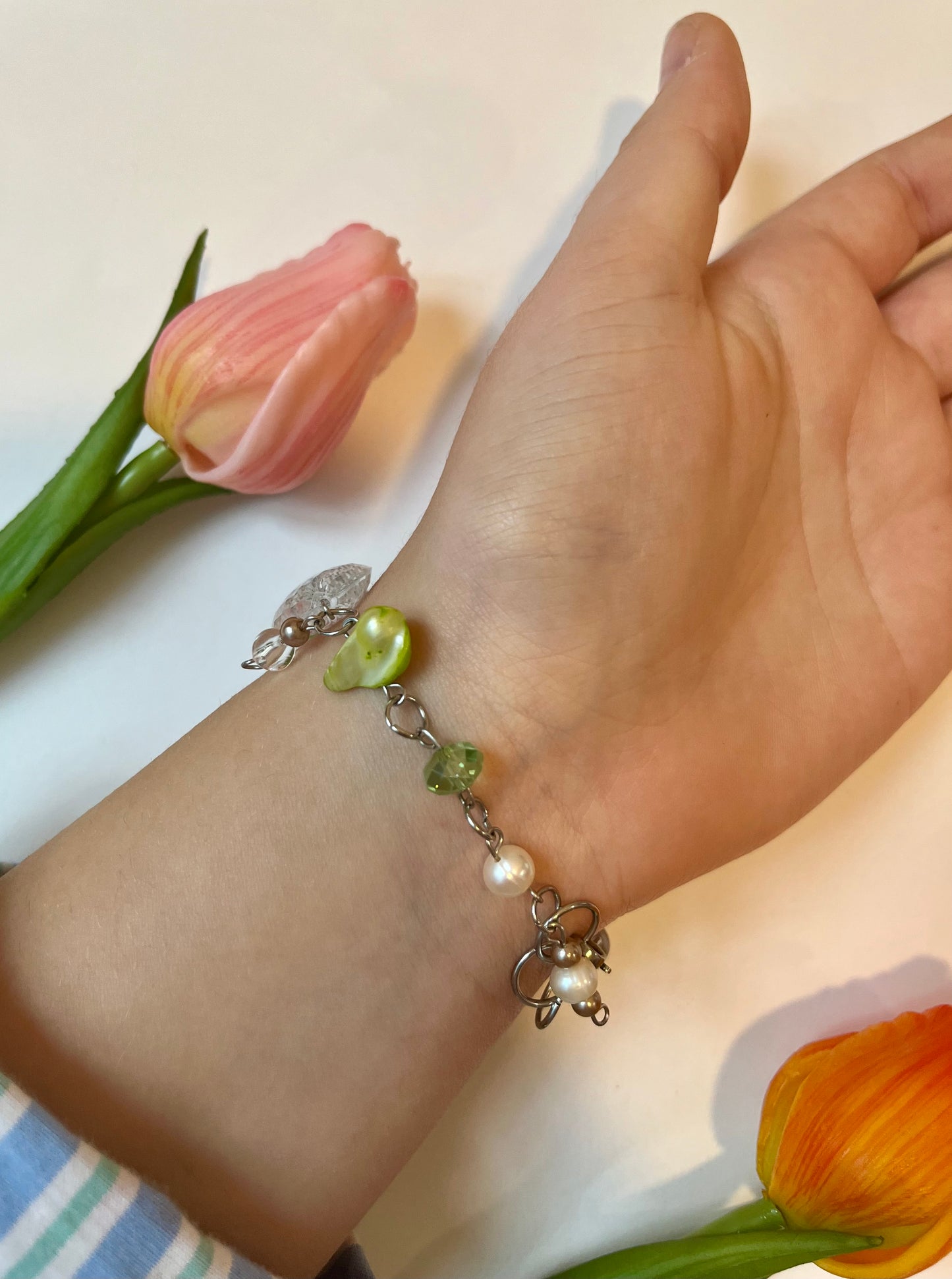 Green Up-cycled Bead Bracelet