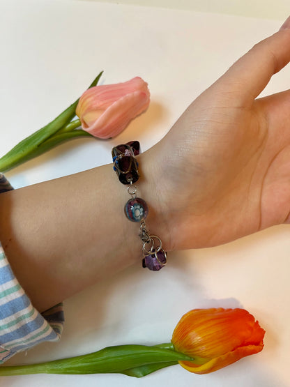 Purple Up-cycled Bead Bracelet