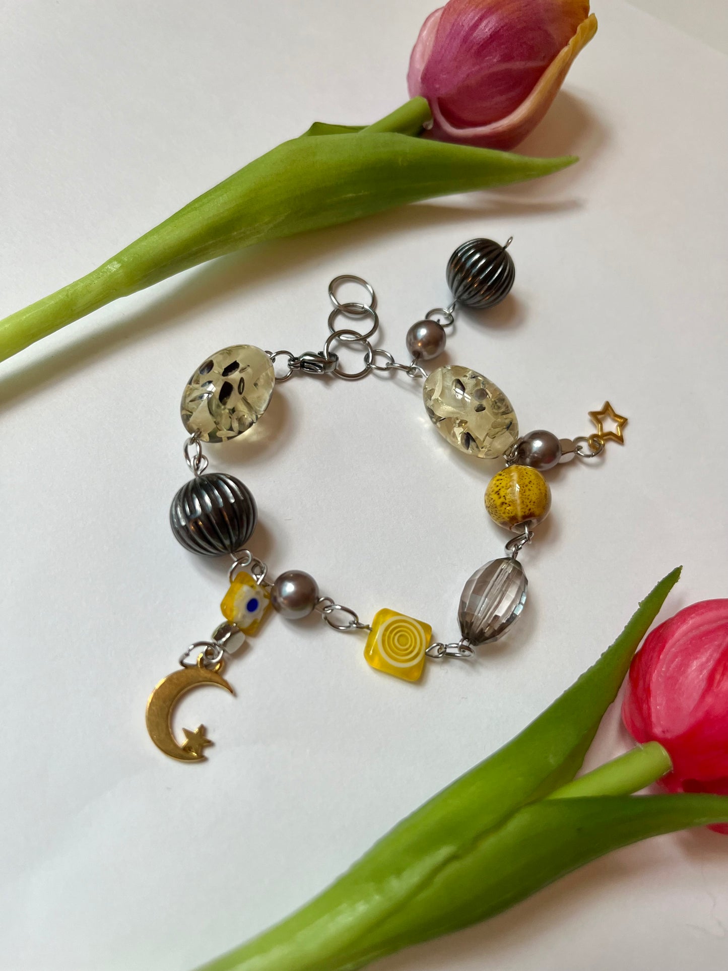 Yellow Up-cycled Bead Bracelet